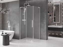 Cabine de douche coulissante Mexen Velar L 100 x 85 cm, givrée, blanche - 871-100-085-33-20