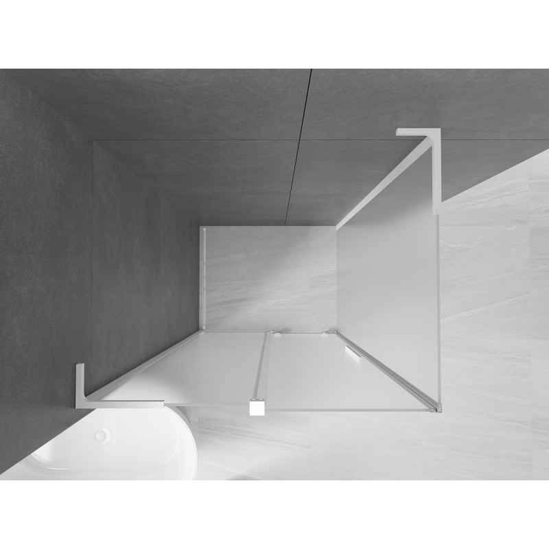 Mexen Velar L cabine de douche coulissante 120 x 100 cm, givrée, blanche - 871-120-100-33-20