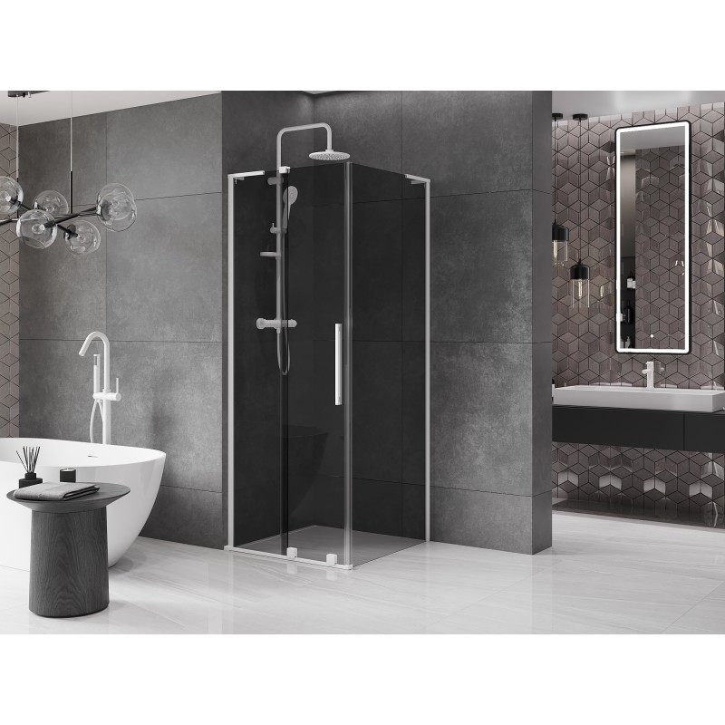 Mexen Velar L cabine de douche coulissante 120 x 120 cm, graphite, blanc - 871-120-120-43-20