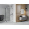 Mexen Rio cabine de douche semi-circulaire 80 x 80 cm, transparent, chrome + receveur plat, blanc - 863-080-080-01-00-4110