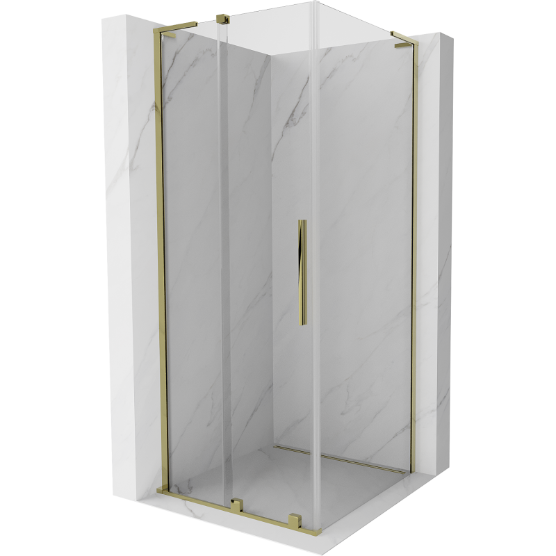 Cabine de douche coulissante Mexen Velar L 100 x 100 cm, transparent, or - 871-100-100-03-50