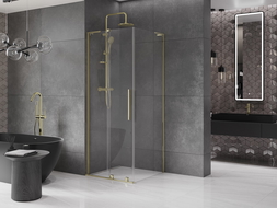 Cabine de douche coulissante Mexen Velar L 120 x 120 cm, transparent, dorée - 871-120-120-03-50
