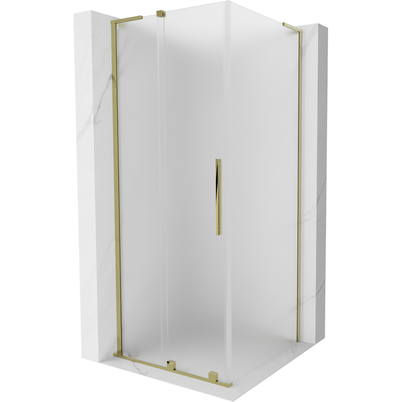 Mexen Velar L cabine de douche coulissante 100 x 100 cm, givre, or - 871-100-100-33-50