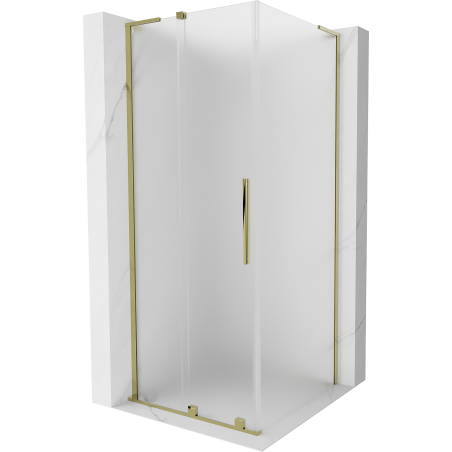 Mexen Velar L cabine de douche coulissante 100 x 100 cm, givre, or - 871-100-100-33-50