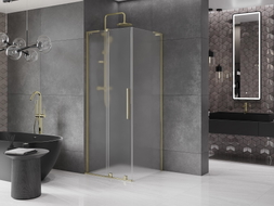 Mexen Velar L cabine de douche coulissante 110 x 110 cm, givrée, or - 871-110-110-33-50