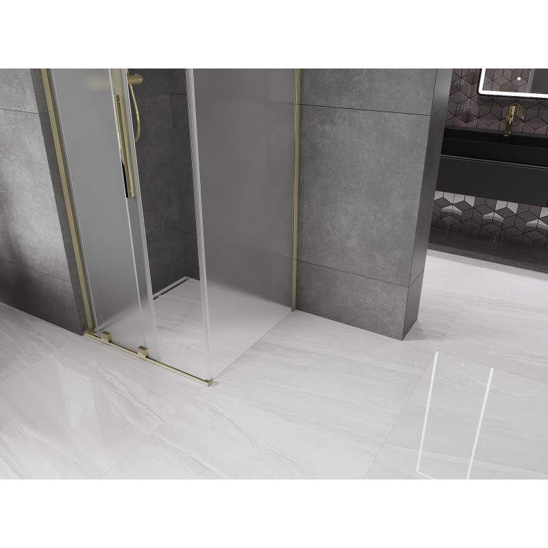 Mexen Velar L cabine de douche coulissante 100 x 100 cm, givre, or - 871-100-100-33-50