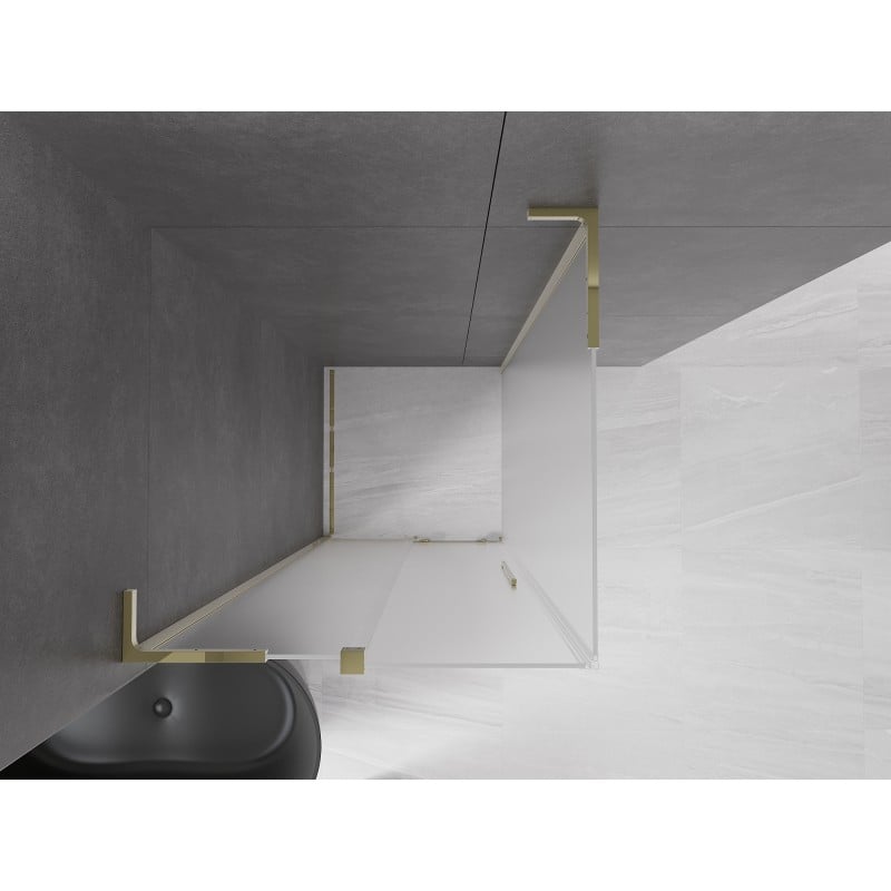 Mexen Velar L cabine de douche coulissante 100 x 100 cm, givre, or - 871-100-100-33-50