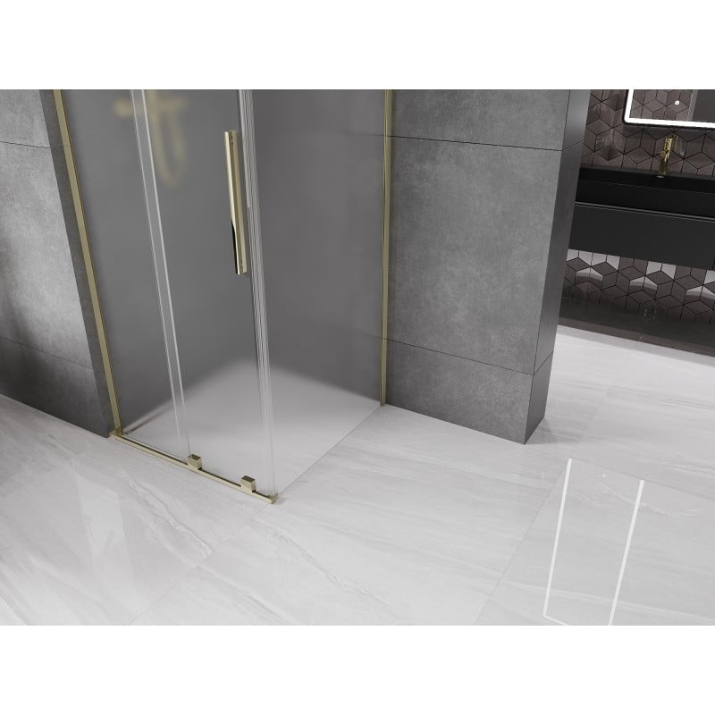 Mexen Velar L cabine de douche coulissante 120 x 120 cm, givre, or - 871-120-120-33-50