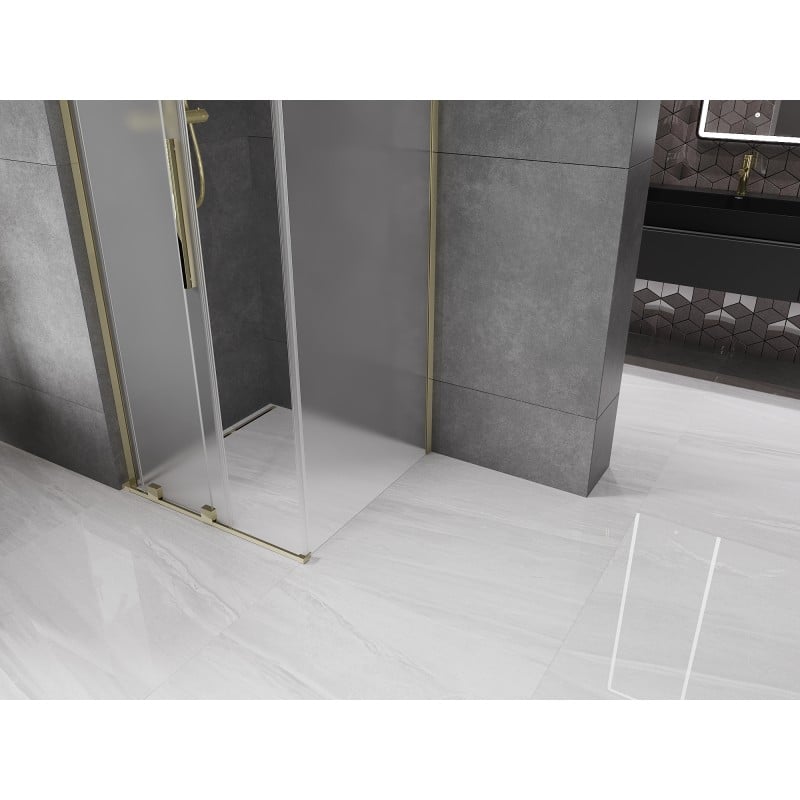 Mexen Velar L cabine de douche coulissante 120 x 120 cm, givre, or - 871-120-120-33-50