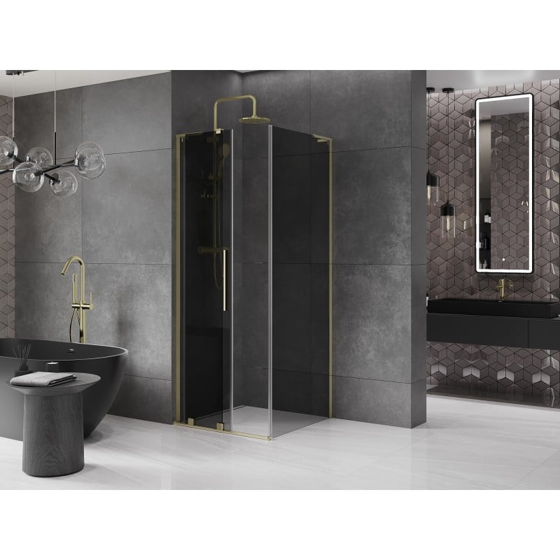 Mexen Velar L cabine de douche coulissante 110 x 110 cm, graphite, or - 871-110-110-43-50