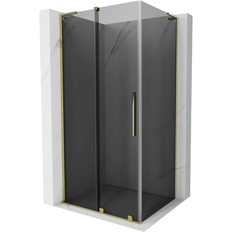 Mexen Velar L cabine de douche coulissante 100 x 90 cm, graphite, or - 871-100-090-43-50