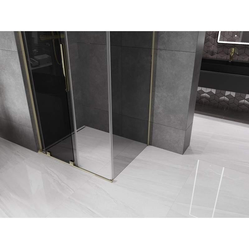 Mexen Velar L cabine de douche coulissante 90 x 85 cm, graphite, or - 871-090-085-43-50