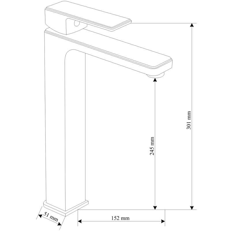 Mexen Mino robinet de lavabo haut, noir - 72410-70