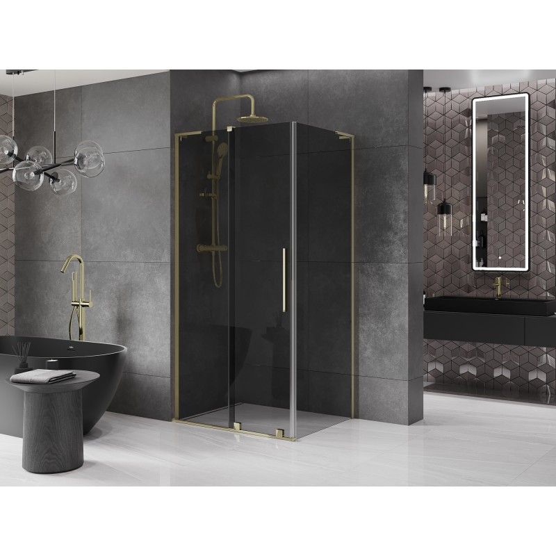 Mexen Velar L cabine de douche coulissante 120 x 80 cm, graphite, or - 871-120-080-43-50