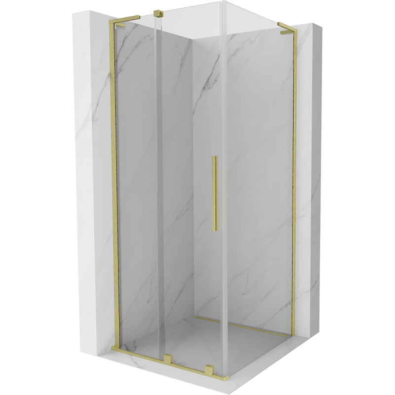 Cabine de douche coulissante Mexen Velar L 100 x 100 cm, transparent, or brossé - 871-100-100-03-55