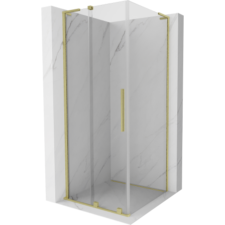 Cabine de douche coulissante Mexen Velar L 100 x 100 cm, transparent, or brossé - 871-100-100-03-55