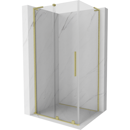 Mexen Velar L cabine de douche coulissante 90 x 120 cm, transparent, or brossé - 871-090-120-03-55