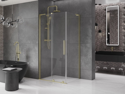 Cabine de douche coulissante Mexen Velar L 100 x 85 cm, transparente, or brossé - 871-100-085-03-55