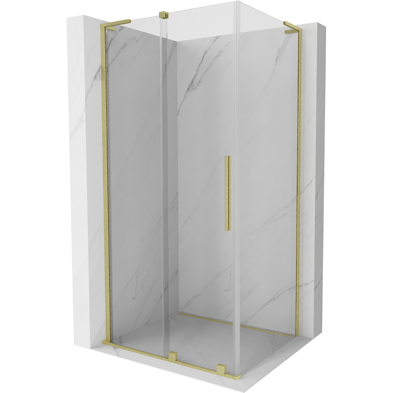 Mexen Velar L cabine de douche coulissante 100 x 120 cm, transparent, or brossé - 871-100-120-03-55