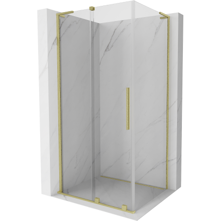 Mexen Velar L cabine de douche coulissante 100 x 120 cm, transparent, or brossé - 871-100-120-03-55