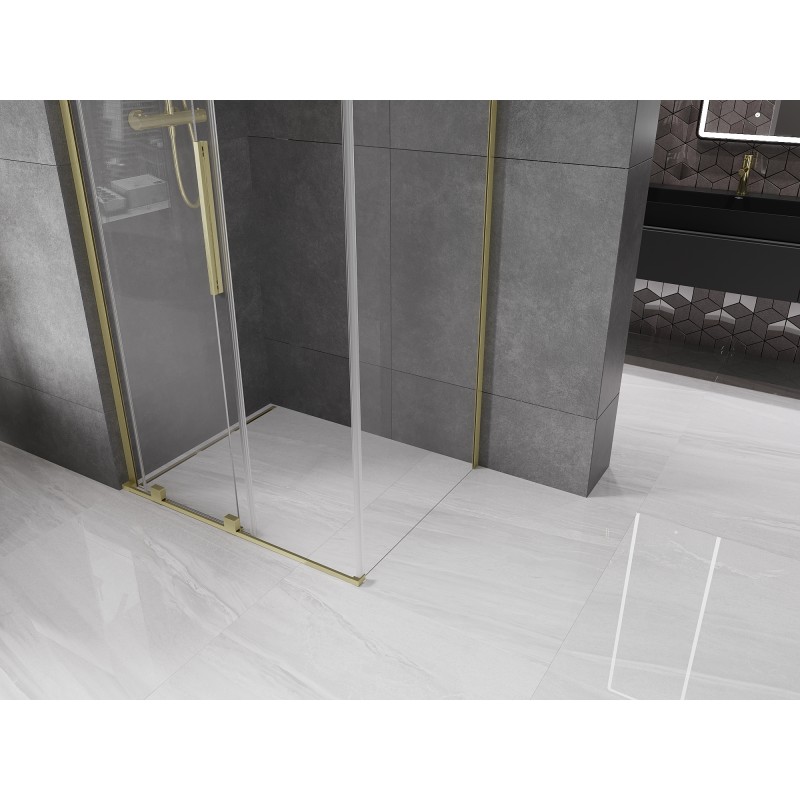 Mexen Velar L cabine de douche coulissante 100 x 110 cm, transparent, or brossé - 871-100-110-03-55
