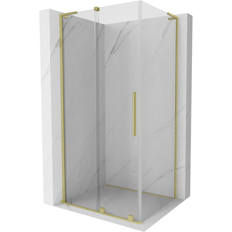 Mexen Velar L cabine de douche coulissante 110 x 120 cm, transparent, or brossé - 871-110-120-03-55