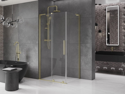 Mexen Velar L cabine de douche coulissante 120 x 80 cm, transparent, or brossé - 871-120-080-03-55