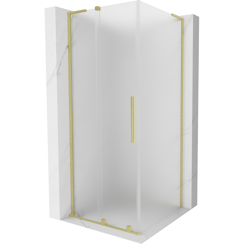 Mexen Velar L cabine de douche coulissante 100 x 100 cm, givrée, or brossé - 871-100-100-33-55