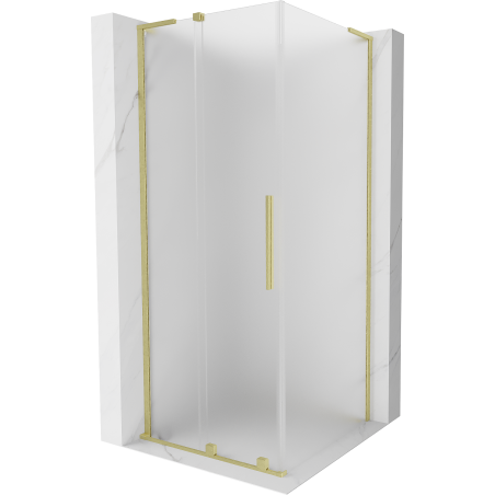 Mexen Velar L cabine de douche coulissante 100 x 100 cm, givrée, or brossé - 871-100-100-33-55