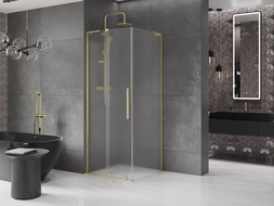 Mexen Velar L cabine de douche coulissante 100 x 100 cm, givrée, or brossé - 871-100-100-33-55