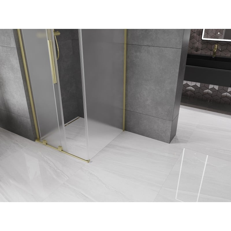 Mexen Velar L cabine de douche coulissante 120 x 120 cm, givre, or brossé - 871-120-120-33-55