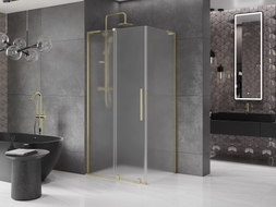 Mexen Velar L cabine de douche coulissante 90 x 70 cm, givre, or brossé - 871-090-070-33-55