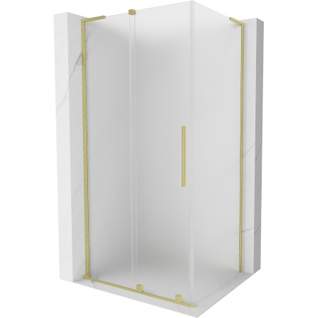 Cabine de douche coulissante Mexen Velar L 90 x 85 cm, givrée, or brossé - 871-090-085-33-55