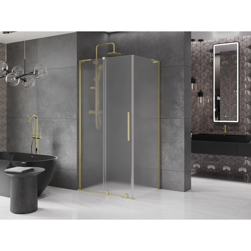 Mexen Velar L cabine de douche coulissante 120 x 100 cm, givré, or brossé - 871-120-100-33-55