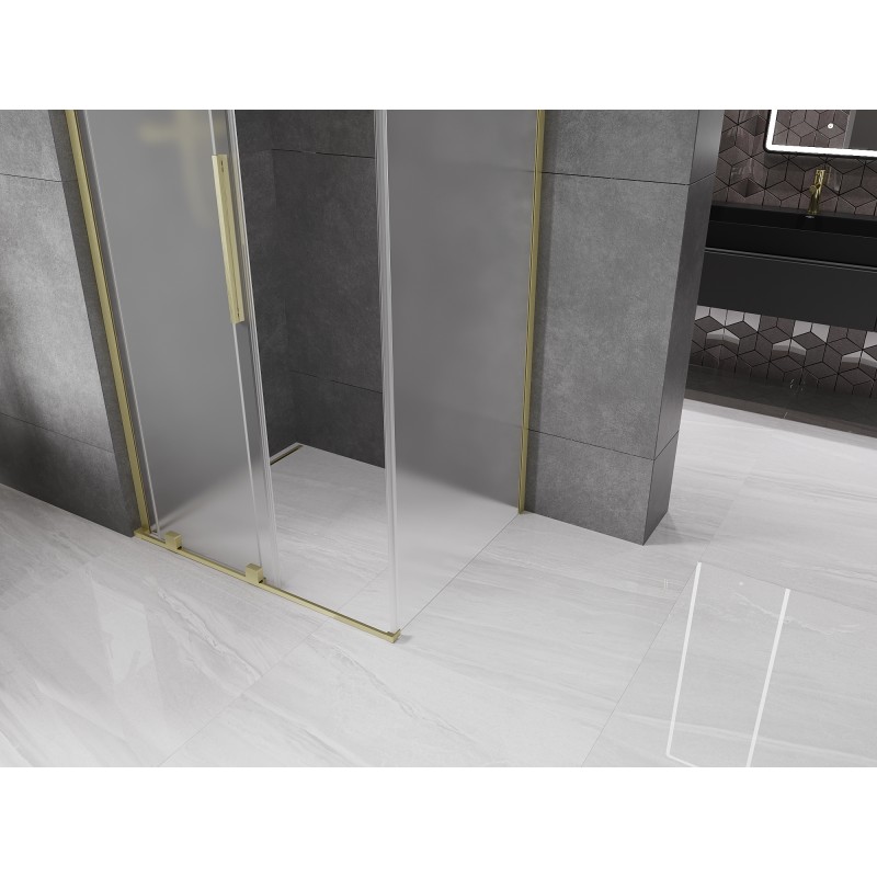 Mexen Velar L cabine de douche coulissante 120 x 100 cm, givré, or brossé - 871-120-100-33-55