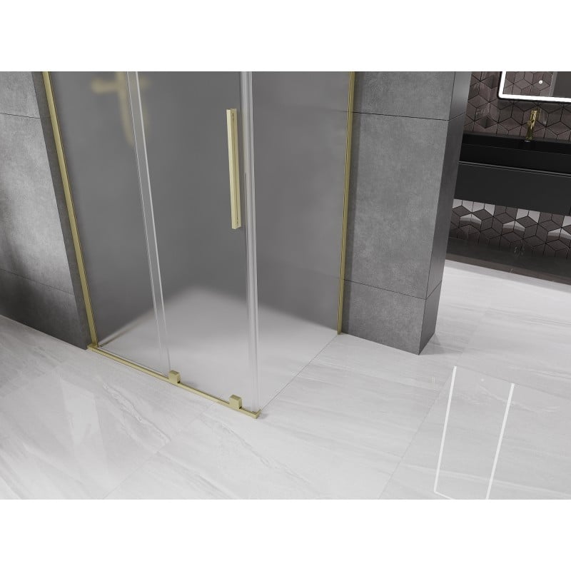 Mexen Velar L cabine de douche coulissante 120 x 110 cm, givrée, or brossé - 871-120-110-33-55