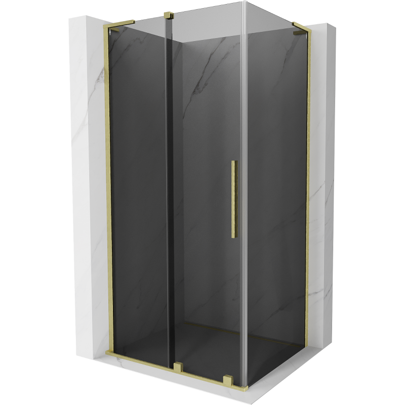 Cabine de douche coulissante Mexen Velar L 100 x 90 cm, graphite, or brossé - 871-100-090-43-55