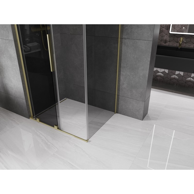 Mexen Velar L cabine de douche coulissante 100 x 75 cm, graphite, or brossé - 871-100-075-43-55
