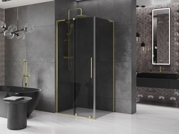 Mexen Velar L cabine de douche coulissante 110 x 70 cm, graphite, or brossé - 871-110-070-43-55