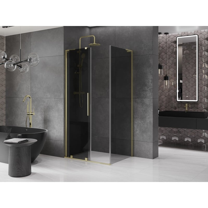 Mexen Velar L cabine de douche coulissante 110 x 120 cm, graphite, or brossé - 871-110-120-43-55