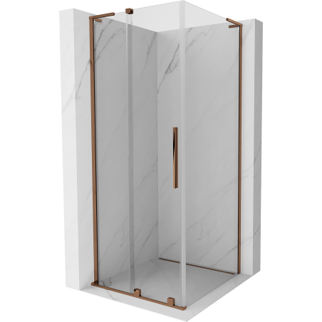 Cabine de douche coulissante Mexen Velar L 90 x 90 cm, transparent, or rose - 871-090-090-03-60