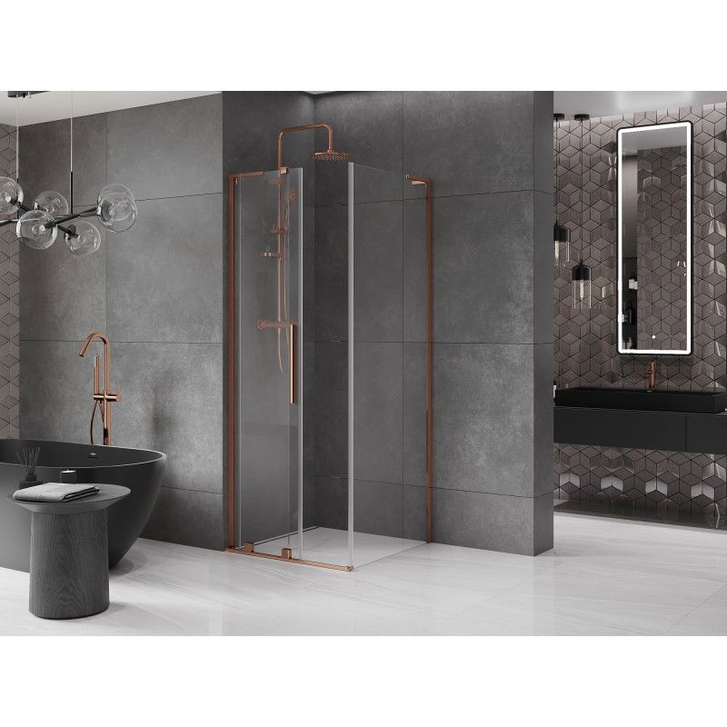 Mexen Velar L cabine de douche coulissante 90 x 90 cm, transparent, or rose - 871-090-090-03-60