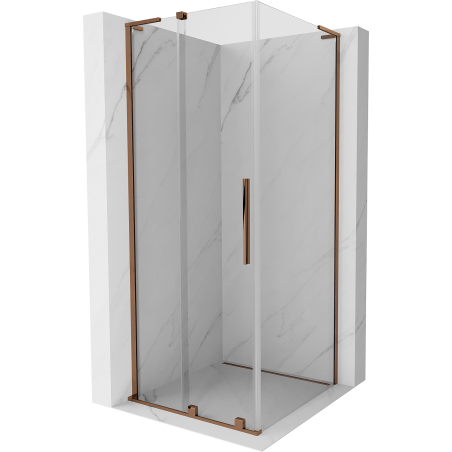 Cabine de douche coulissante Mexen Velar L 100 x 100 cm, transparent, or rose - 871-100-100-03-60