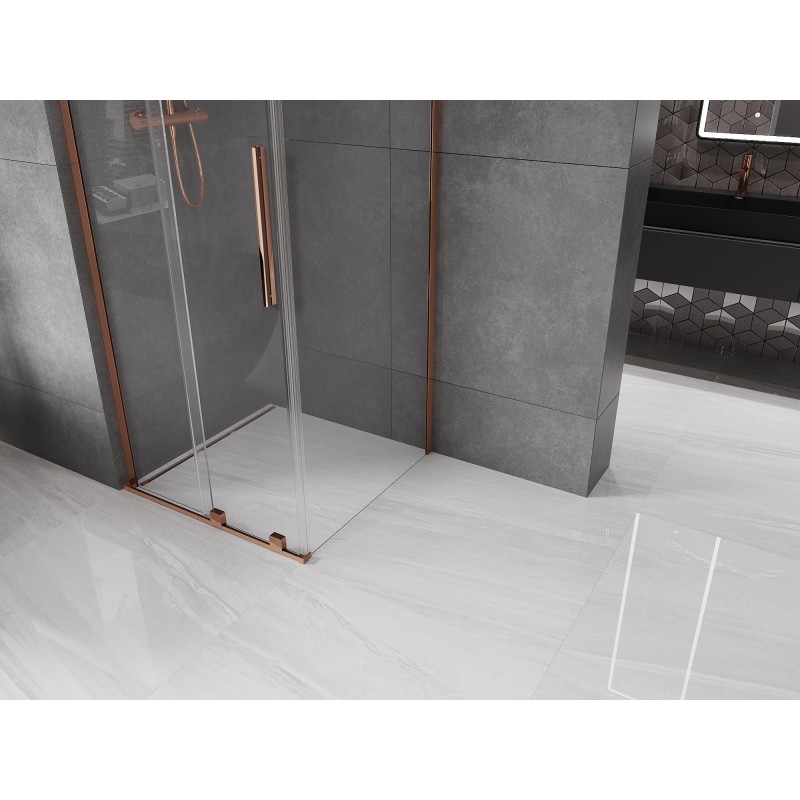 Mexen Velar L cabine de douche coulissante 120 x 120 cm, transparent, or rose - 871-120-120-03-60