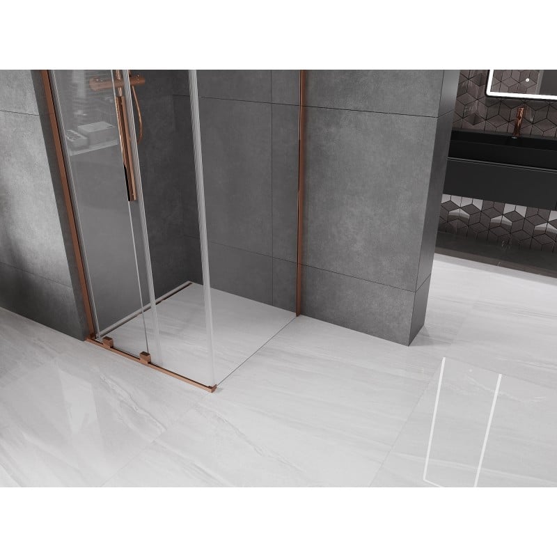 Mexen Velar L cabine de douche coulissante 120 x 120 cm, transparent, or rose - 871-120-120-03-60