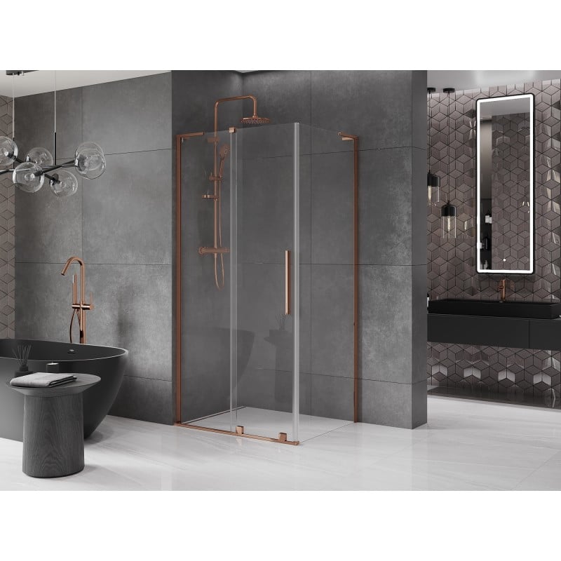 Mexen Velar L cabine de douche coulissante 90 x 110 cm, transparent, or rose - 871-090-110-03-60