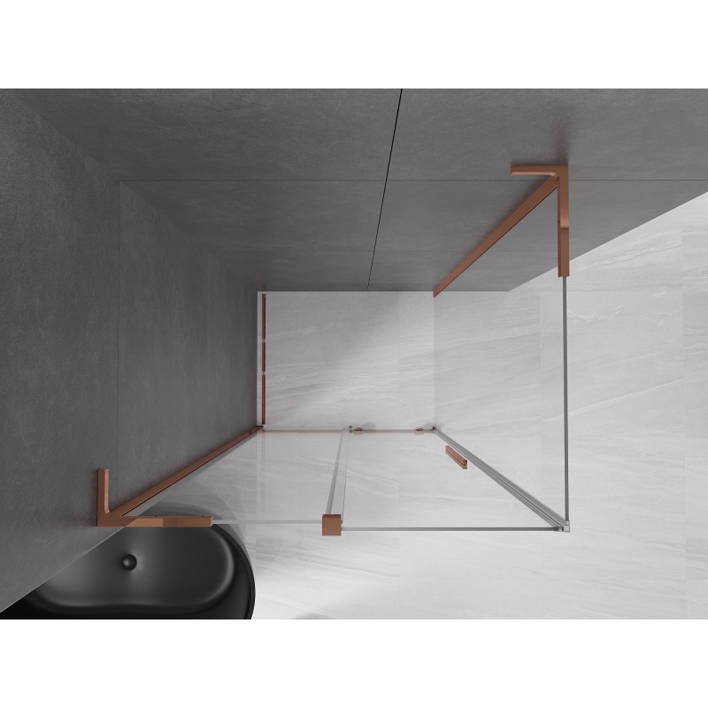 Mexen Velar L cabine de douche coulissante 90 x 80 cm, transparent, or rose - 871-090-080-03-60