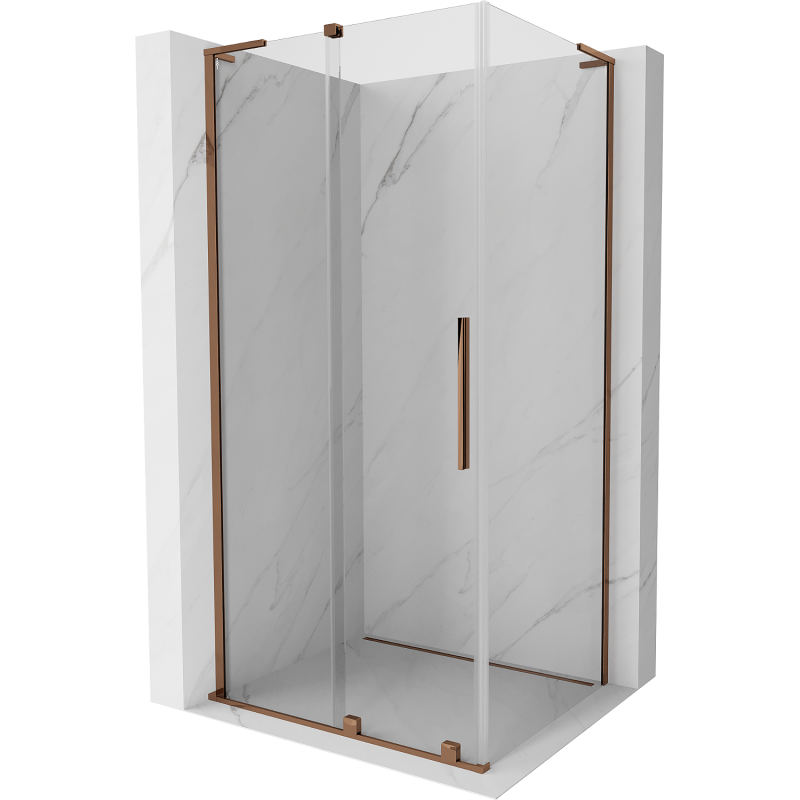 Cabine de douche coulissante Mexen Velar L 100 x 90 cm, transparent, or rose - 871-100-090-03-60