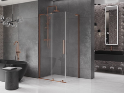 Mexen Velar L cabine de douche coulissante 120 x 90 cm, transparent, or rose - 871-120-090-03-60