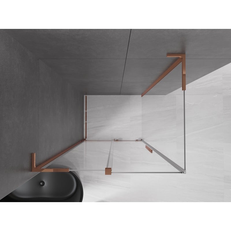 Mexen Velar L cabine de douche coulissante 120 x 80 cm, transparent, or rose - 871-120-080-03-60